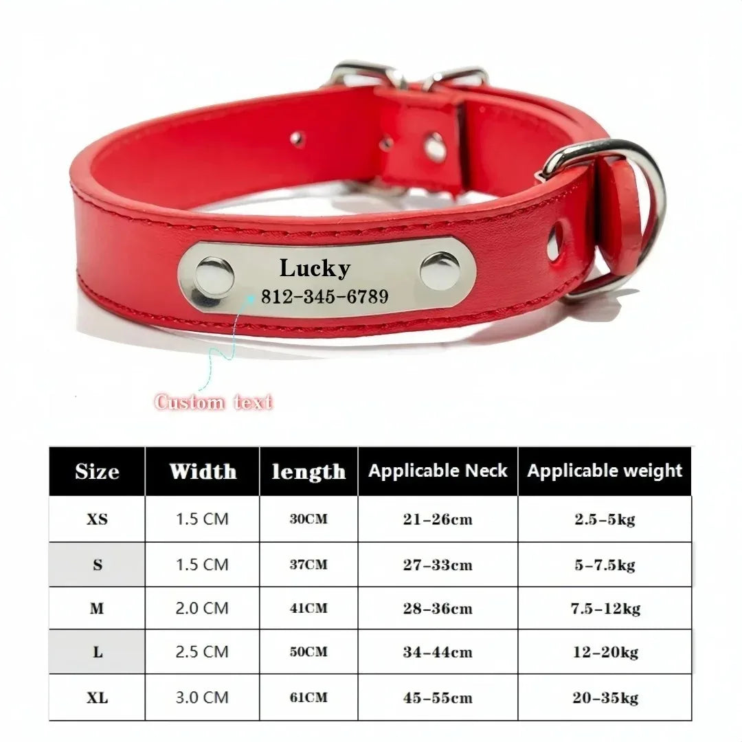 Pawlio Personalised Leather Dog Collar with ID Tag