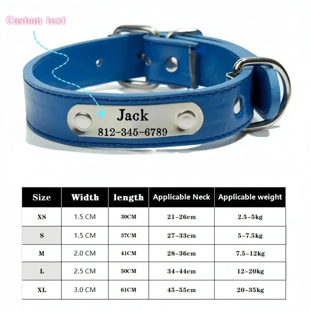 Pawlio Personalised Leather Dog Collar with ID Tag